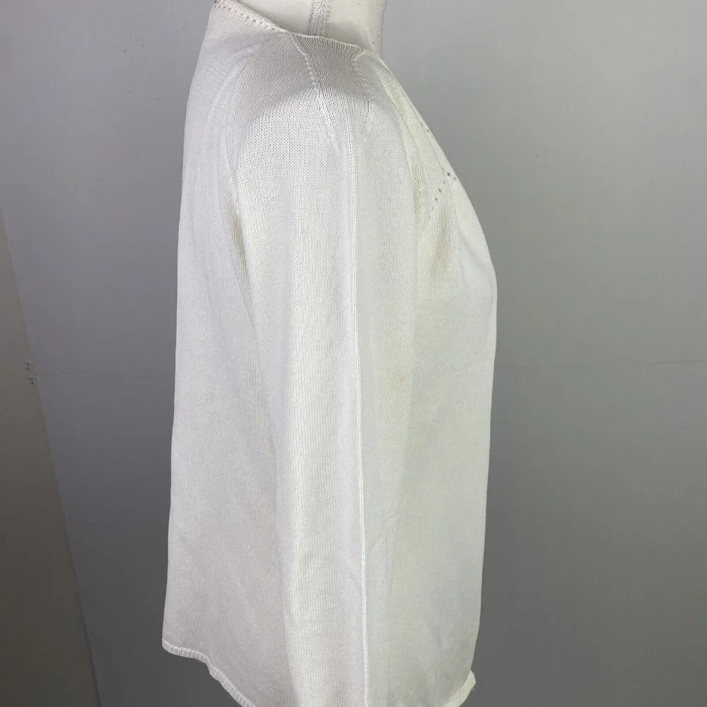 Chelsea Design Size M White Knit Cardigan - Picture 7 of 8
